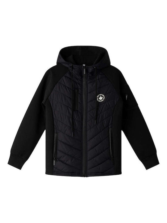 Kids Cardigan Cotton with Hood Black