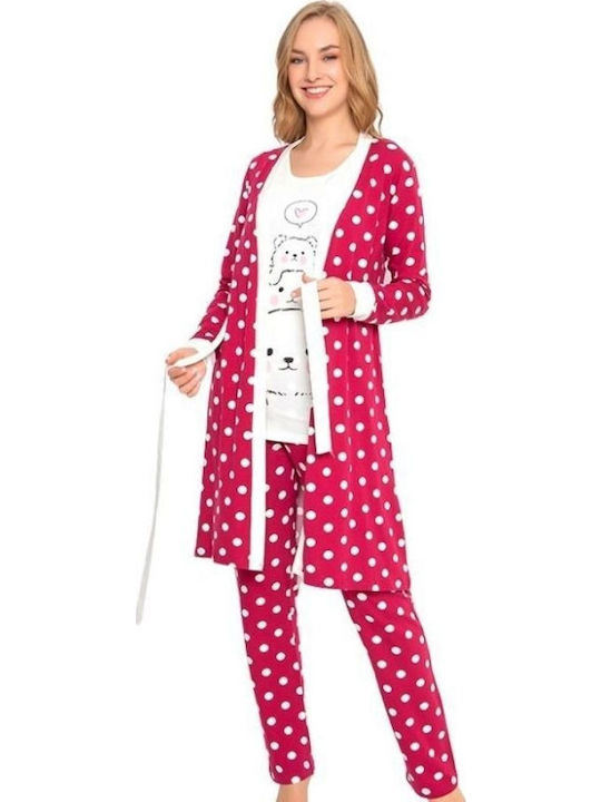 Sexen Pentru Femei Halat cu Pijamale Maroon