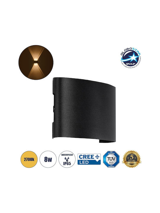 GloboStar Sixoad Wall-Mounted Outdoor Lighting LED IP65 8W with Warm White Light Double Beam 12x4x8cm