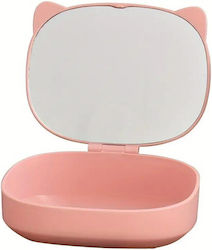 Organizer Box Mirror Flippy 4 Compartments Cosmetics Accessories Made Abs 17x13x6 Cm Pink