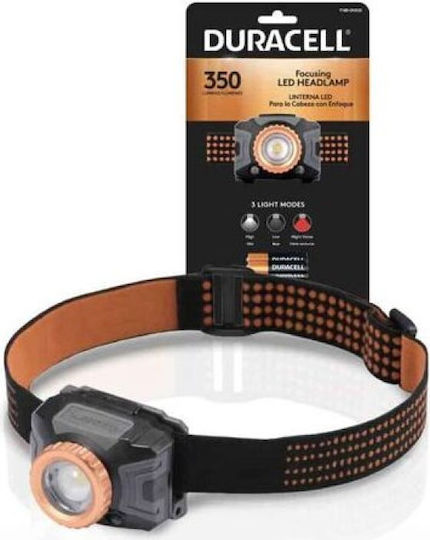 Duracell Headlamp LED IPX4 with Maximum Brightness 350lm Red