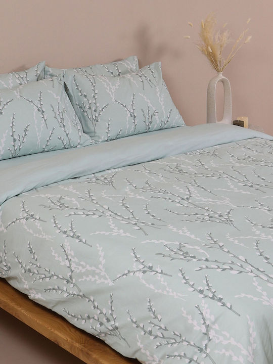 Sunshine Duvet Cover Set Cotton Single with Pillowcase 170x250 Cotton Feelings 2054 Aqua