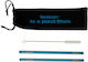 Boobam Straw Metal Wide Titanium Blue Μεταλλικά Καλαμάκια 2 Τεμάχια