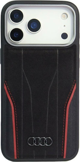 Audi Case R8 Genuine Leather Magsafe iPhone 17 Pro Max Black-Red Au-tpupcmip17pm-r8/d3-rd