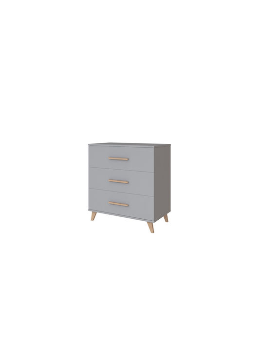 Βρεφική Συρταριέρα με 3 Συρτάρια Γκρι 86x48x92cm