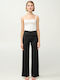 Damen Hoch tailliert Stoff Hose Black