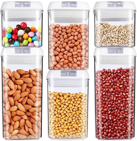 Set 6Stück Gläser Getreide / Nudeln mit Deckel Kunststoff Transparent 500ml Set 6Stück Gläser Getreide / Nudeln mit Deckel Kunststoff Transparent 500ml