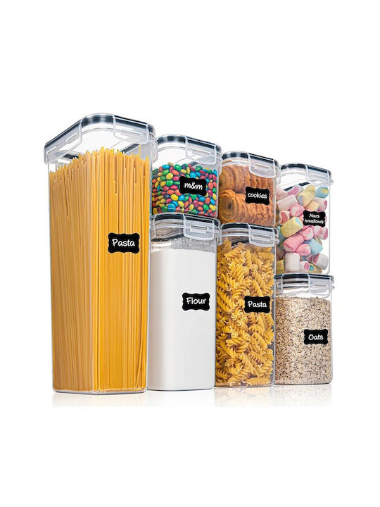 Set 7buc Cutii Cereale cu capac Plastic Transparent 1100ml