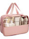 Cosmetic Bag Flippy Travel Cosmetic Product Organizer Bag Makeup Bag Pvc Pu 26 X 15 X 10 Cm Pink