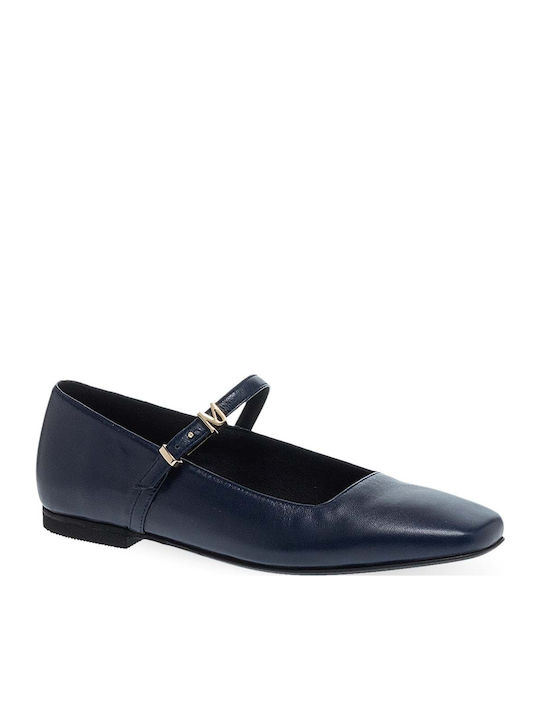 Damen Ballerinas mit Riemchen Navy Blau
