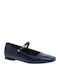 Damen Ballerinas mit Riemchen Navy Blau