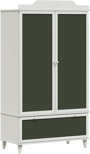 Δίφυλλη Ντουλάπα με 1 Συρτάρι Λευκή 90x45x165cm