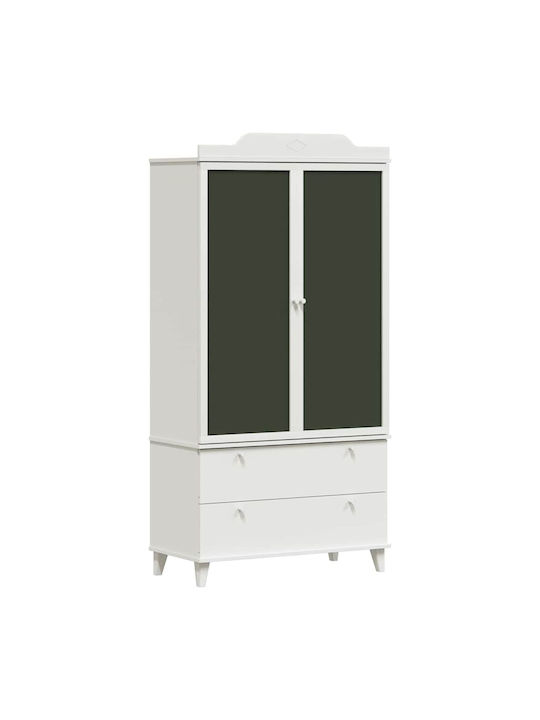 Δίφυλλη Ντουλάπα με 2 Συρτάρια Λευκή 90x45x180cm Δίφυλλη Ντουλάπα με 2 Συρτάρια Λευκή 90x45x180cm
