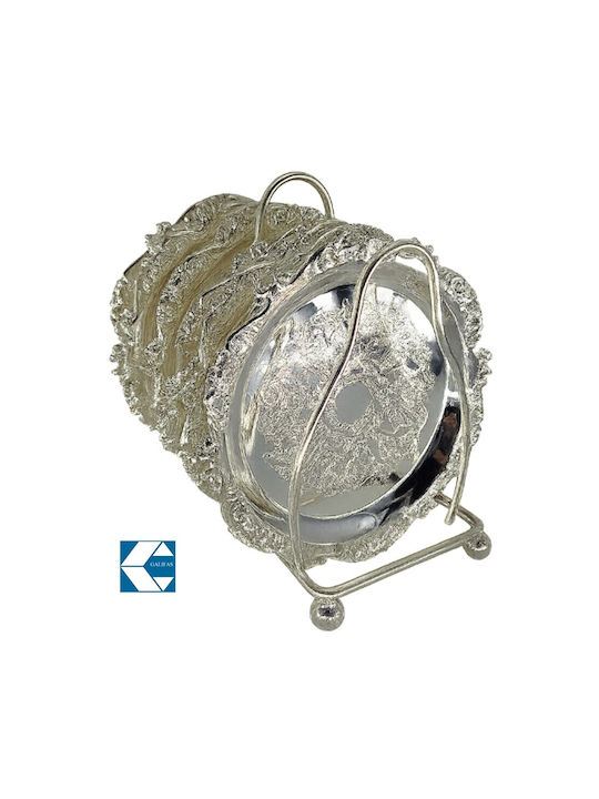 Galifas Coaster Metallic with Stand Silver 6pcs