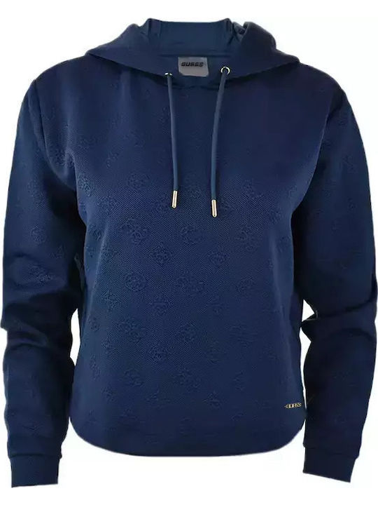 Guess Women's Sweatshirt Hooded Blue