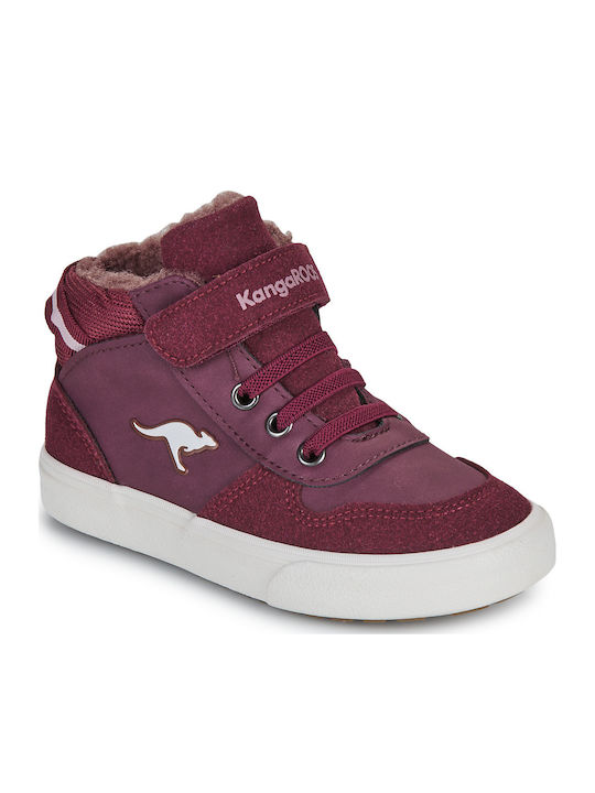 Kids Sneakers High with Hoop & Loop Closure Red
