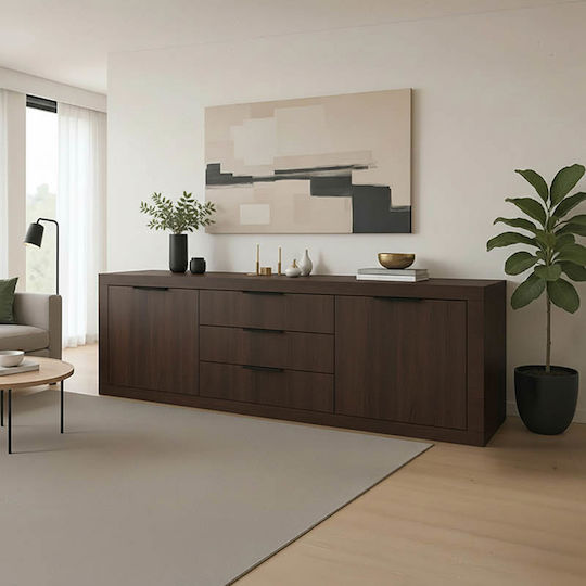 Μπουφές Doha από Ξύλο με Συρτάρια Wenge Απόχρωση 210x45x80.5cm