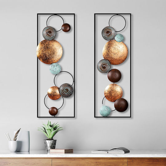 Wall Decor Set 2 Pieces A-g Textured 891tnl2406 32x92 Metallic Wall Decor Set 2 Pieces A-g Textured 891tnl2406 32x92 Metallic