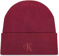 Calvin Klein Beanie Γυναικείος Σκούφος με Rib Πλέξη σε Μπορντό χρώμα