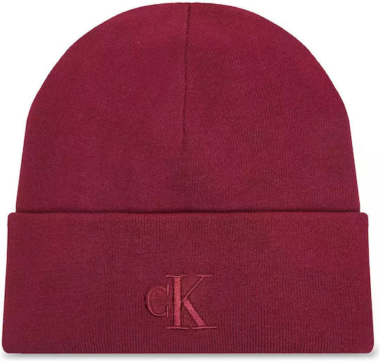 Beanie Γυναικείος Σκούφος με Rib Πλέξη σε Μπορντό χρώμα