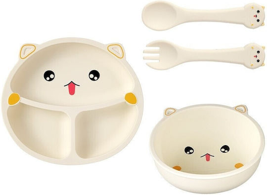 Set Essgeschirr aus Silikon Beige 4Stück für 12+ Monate