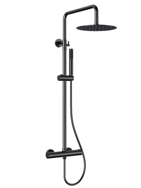 Karag Artemis Duschsäule mit Wannenbatterie Schwarze