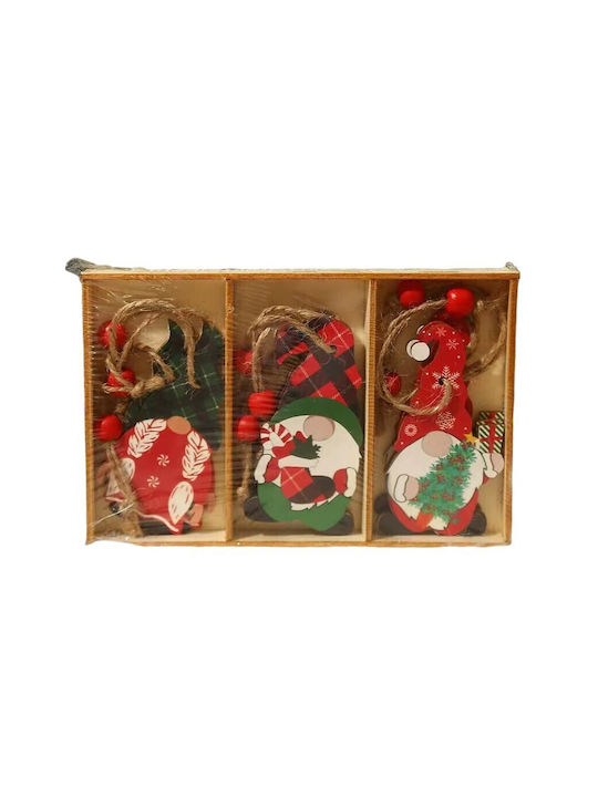 Ornament suspendat Pitic Din lemn Multicolor Set 9buc