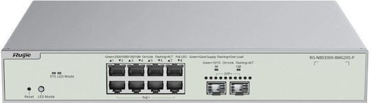 Ruijie RG-NBS3300-8MG2XS-P v1 Managed L2 PoE+ Switch με 10 Θύρες Ethernet και 2 SFP Θύρες