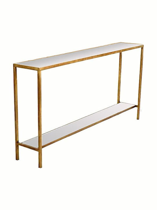 Metal Console Table with Mirror Gold L120xW25.5xH78cm