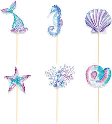 Set 6 Mermaid Cake Props Flippy Mermaid Collection Multicolor