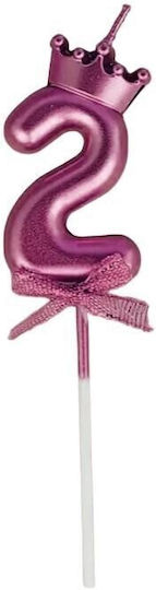 Nummer 2 Kerze Flippy Krone Schleifen Design Kuchen 6 X 2,5 Cm Lila