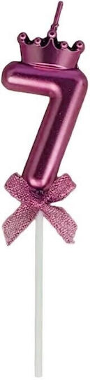 Nummer 7 Kerze Flippy Krone Schleifen-Design Kuchen 6 X 2,5 Cm Lila