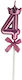 Number 4 Candle Flippy Crown Bow Design Cake 6 X 2.5 Cm Purple