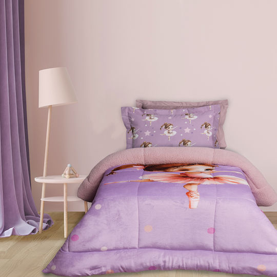 Das Home Детско завиване Единично с Холофайбърно пълнеж Cute Ballerina Pink, Purple 160x220cm Das Home Детско завиване Единично с Холофайбърно пълнеж Cute Ballerina Pink, Purple 160x220cm