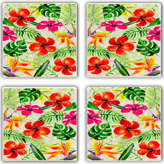 Hermia Untersetzer Stein Mehrfarbig 10x10cm 4Stück