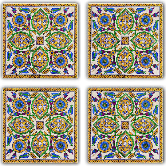 Hermia Σουβέρ Πέτρινο Πολύχρωμο 10x10cm 4τμχ
