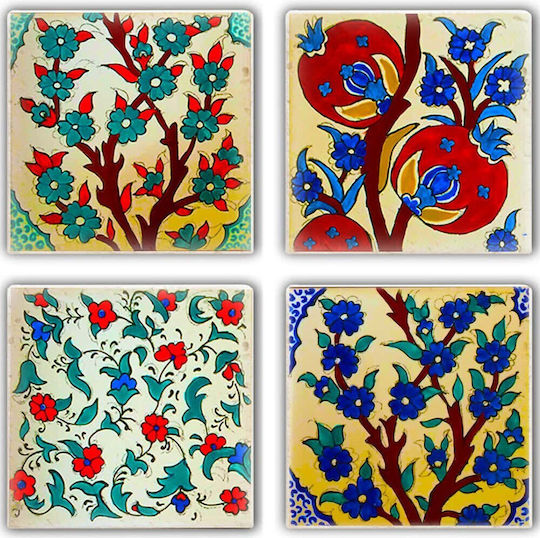 Hermia Σουβέρ Πέτρινο Πολύχρωμο 10x10cm 4τμχ