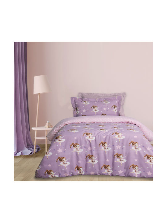 Das Home Σετ Παιδική Παπλωματοθήκη Μονή Pink, Purple