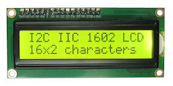 LCD Display 16x2 I2C Interface Module HD44780 Compatible Yellow-Green Background Black Characters Backlight LCD1602A IIC