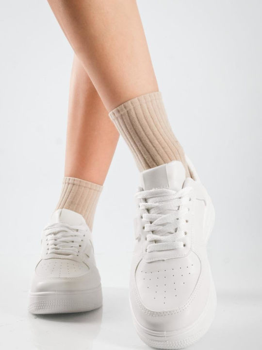 Adidași Flatforms Pentru Femei Alb