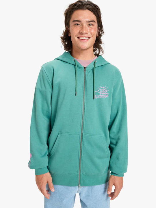 Quiksilver Graphic Ζακέτα με Κουκούλα Τιρκουάζ