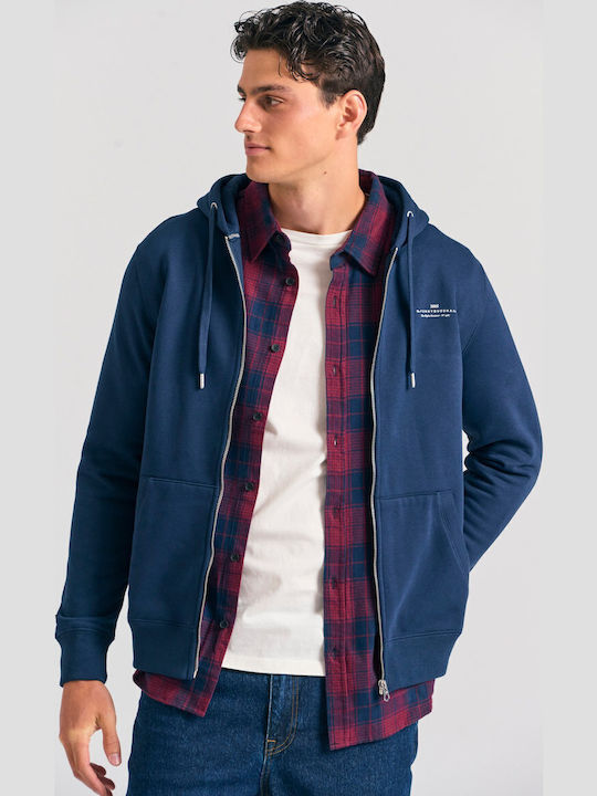 Funky Buddha Ζακέτα Navy Μπλε με Κουκούλα