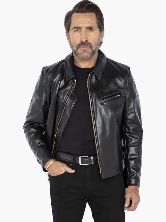 N.y.c Geacă Biker Din Piele Neagră
