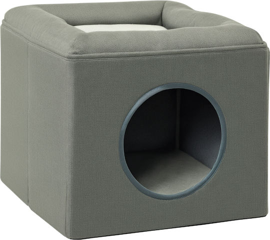 Pawhut Double Level Cat House Cushion Knitted Wood Polyester Plastic 36.5x36.5x33 Cm Green D30-632v00gn