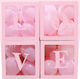 Set 4 Cutii Pentru Baloane Flippy Design Script Love Tematică Love Cuburi Decorative Din Plastic Accesorii Pentru Petreceri 30 X 30 Cm Transparent Contur Roz