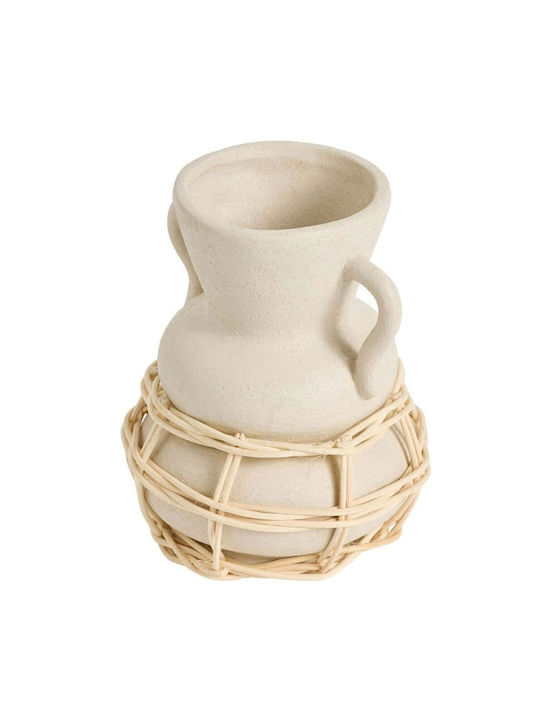 Vase Pot 371ctf1102 12x12x16cm Cremes Aberto Design Rattan Keramik