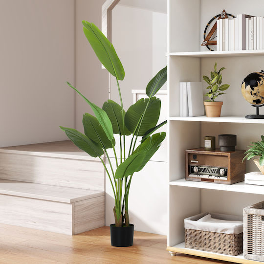 Homcom Artificial Plant Height 160 cm 10 Leaves Green Peva Pot Diameter Ø16.5x13.5 cm 830-982v00gn