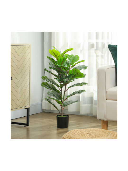 Homcom Artificial Plant Ficus Lyrata Height 80 cm Indoor Spaces Pot Decoration Home Office Green 83c-056v00gn