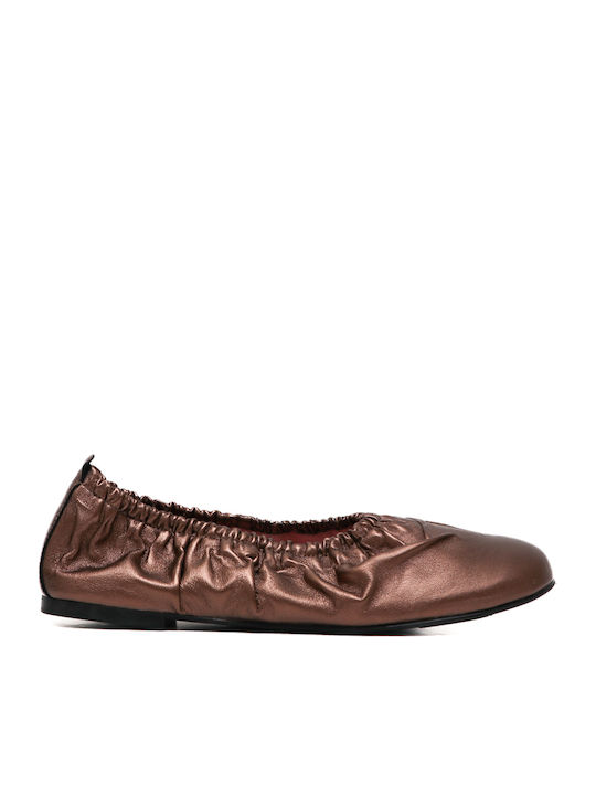 Georgia Leather Women's Ballerina Shoes in Gold Color