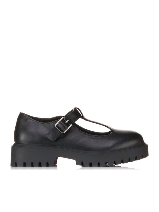 Blondie Leather Ballerinas With strap Black